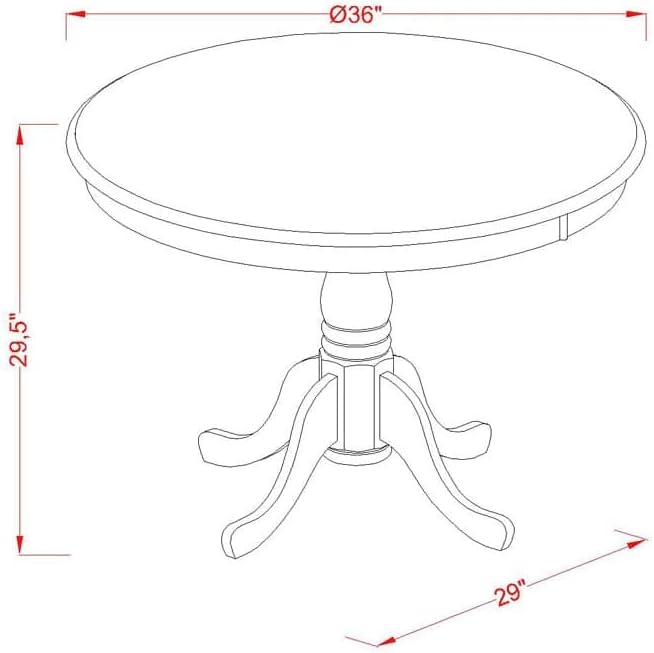 East West Furniture AMT-LBL-TP Antique Modern Kitchen Table - a Round Dining Table Top with Pedestal Base, 36x36 Inch, Multi-Color