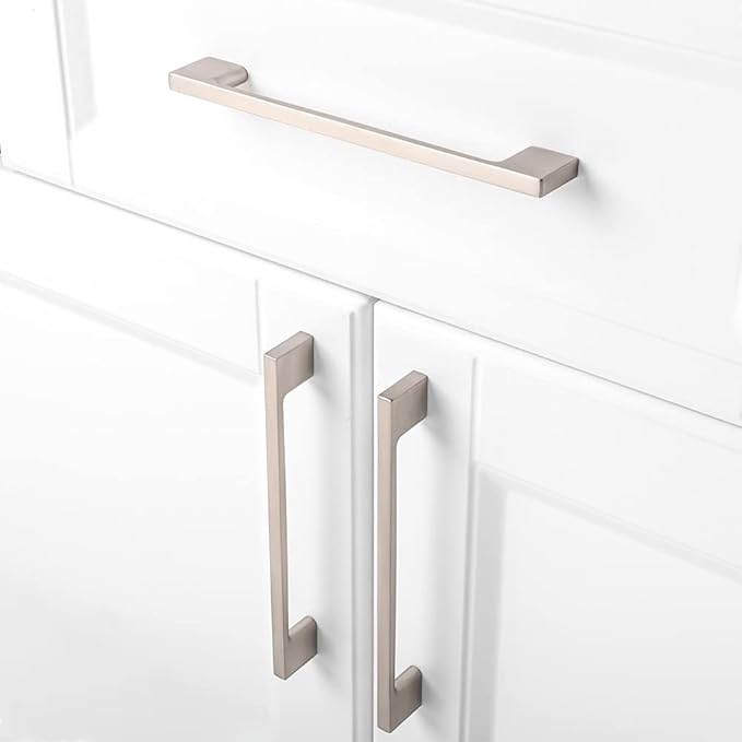 KOOFIZO 30 Pack 6-1/4 Inch Brushed Nickel Kitchen Cabinet Pulls Stain Nickel Cabinet Handles Silver Cabinet Hardware for Kitchen Cabinets Drawer P01 Dresser Cupboard Bedroom Bathroom