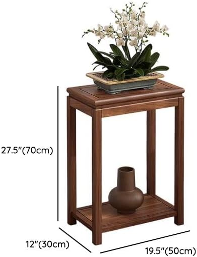 Mid-Century Solid Wood Plant Stand, 2-Tier Tall Narrow Plant Holder Display Table, Corner Small Side Table by Sofa Couch (19.7" L x 11.8" W x 27.5" H)