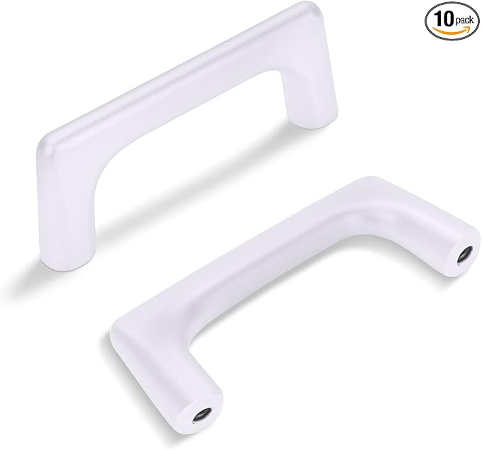 Lardmon 10 Pack Matte White Modern Cabinet Pulls 3 Inch(76mm) Hole Center Timeless Drawer Pulls Vanity Pulls Classic Solid Kitchen Cabinet Handles Hardware for Dresser, 3.4 Inch(86mm) Total Length