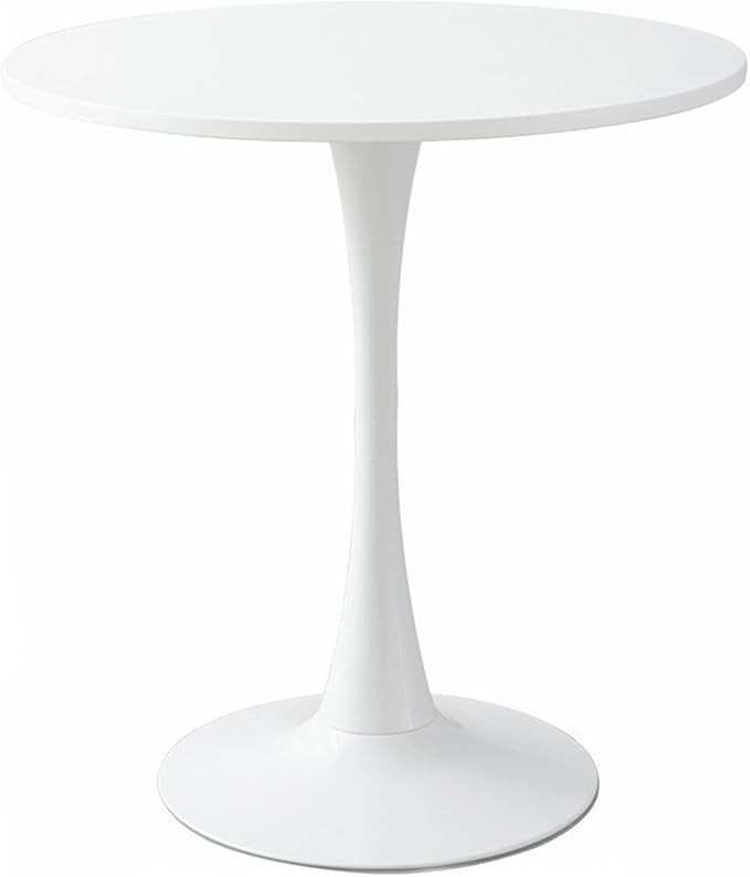 23.6 Inch Small White Round Dining Table for 2-4 Person, Mid-Century White Tulip Table with MDF Tabletop and Pedestal Base for Small Space Kitchen Dining Room
