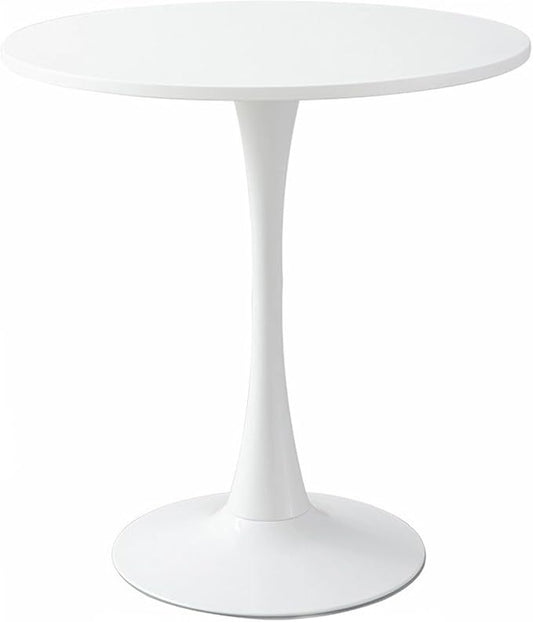 23.6 Inch Small White Round Dining Table for 2-4 Person, Mid-Century White Tulip Table with MDF Tabletop and Pedestal Base for Small Space Kitchen Dining Room