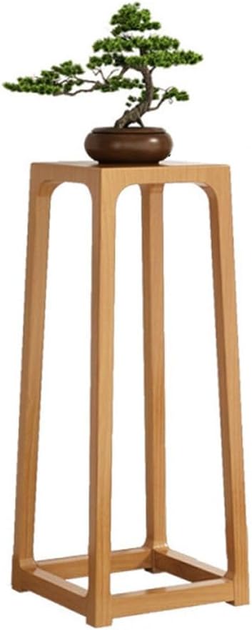 Solid Wood Plant Stand Indoor, Floor-Standing Plant Shelf with Storage, Tall Side Table with Mortise and Tenon Joint, Retro Style Accent Table for Small Spaces(Natural,90cm-35.4in)