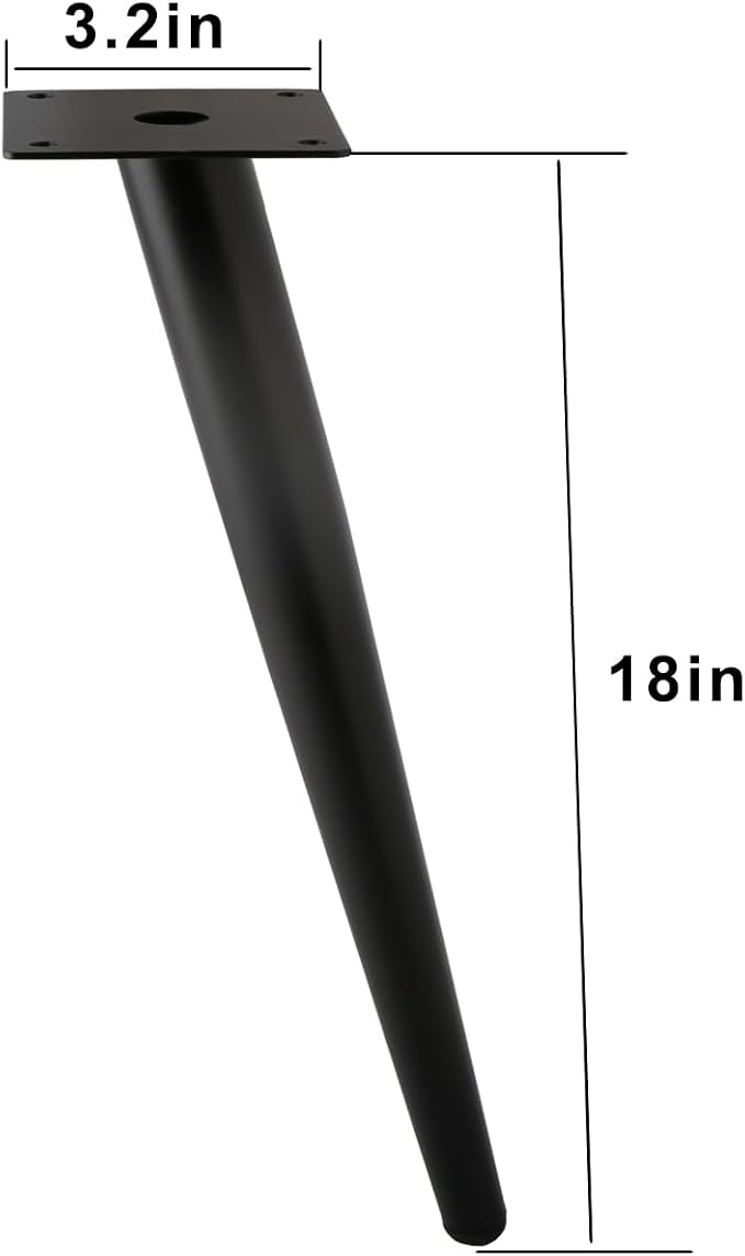 Oblique Furniture Leg 18 Inch, Slant Tapered Metal Coffee Table Legs 4pcs, Mid Century Modern Sofa Cabinet Feet Black for Home DIY Project