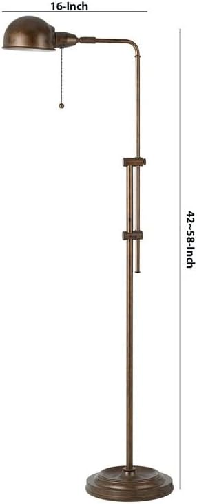 HomeStock 16" x 10" x 15.8" Bronze Pharmacy Table Lamp with Adjustable Head Pull Chain Switch and Tubular Frame for Classic Focused Task Lighting