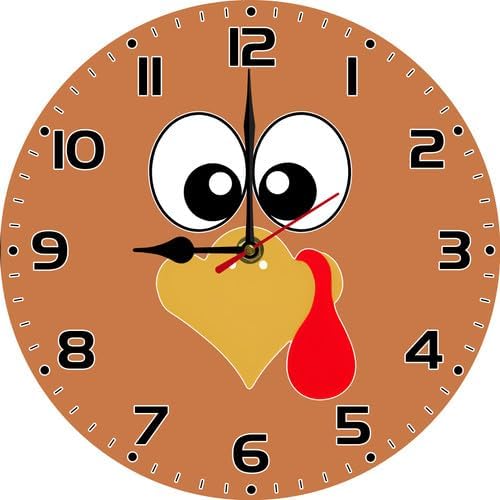 FemiaD Turkey Wall Clock 10inch Silent Non-Ticking Battery Operated Quartz Round Wooden Wall Clock Decorative for Kitchen Bedroom Living Room Home Decor
