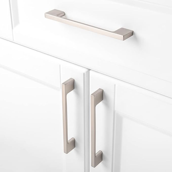 KOOFIZO 30 Pack 5 Inch Brushed Nickel Kitchen Cabinet Pulls Stain Nickel Cabinet Handles Silver Cabinet Hardware for Kitchen Cabinets Drawer P01 Dresser Cupboard Bedroom Bathroom