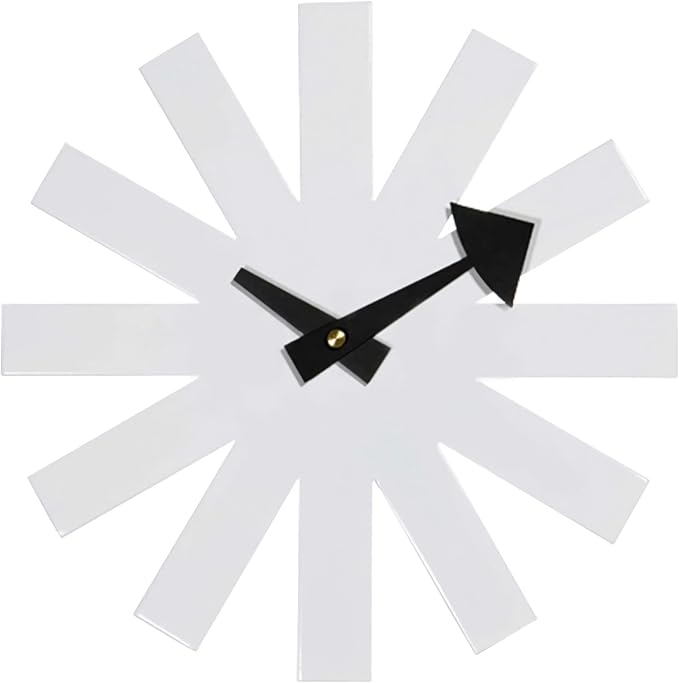 SHISEDECO Modern Non Ticking Mid Century Retro Design Decorative Silent Wall Quartz Clocks 10 Inch for Home, Living Room, Office and Bedroom etc.(Asterisk Clock White)
