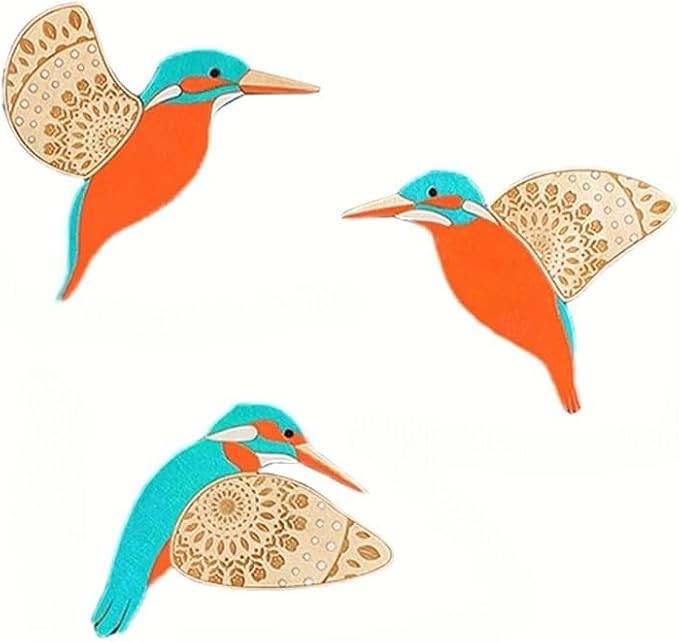 3Pcs Wooden Bird Wall Decor Art Vintage Gothic Home Decor Living Room Bathroom Kitchen Decorations Indoor Outdoor Gift (A)