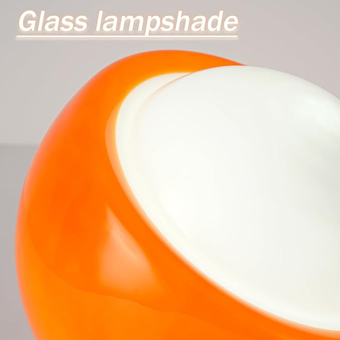 Orange Table Lamp, Mid Century Modern Bauhaus Table Lamp with 3 Color Adjustable Light 5.9 Ft Transparent Cord Plug Cord Andf Switch MCM Abstract Lamp for Nightstand Bedroom Living Room Desk