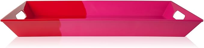 Melamine Serving Tray with Handles, Chip and Break Resistant, Durable and Kid-Friendly Food Tray for Indoor and Outdoor, Dishwasher Safe (Fuchsia/Red)