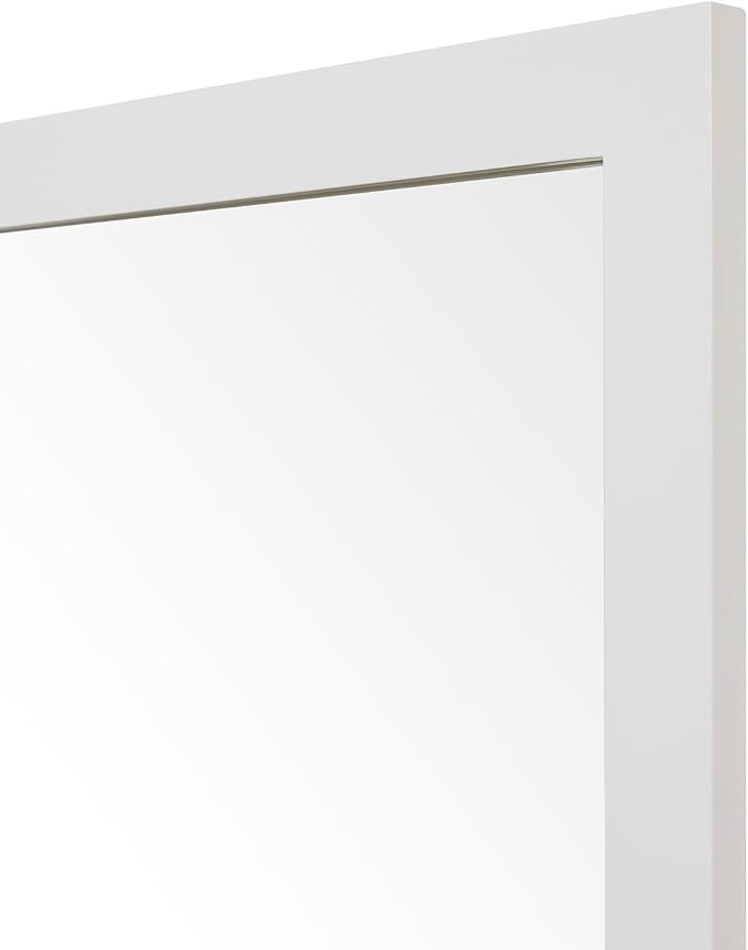 ARIEL Rectangular Wooden Mirror 30" x 40" in White, Flexible Horizontal/Vertical Hanging for Bathroom, Vanity, Entryway & Living Room Decor, Farmhouse Style