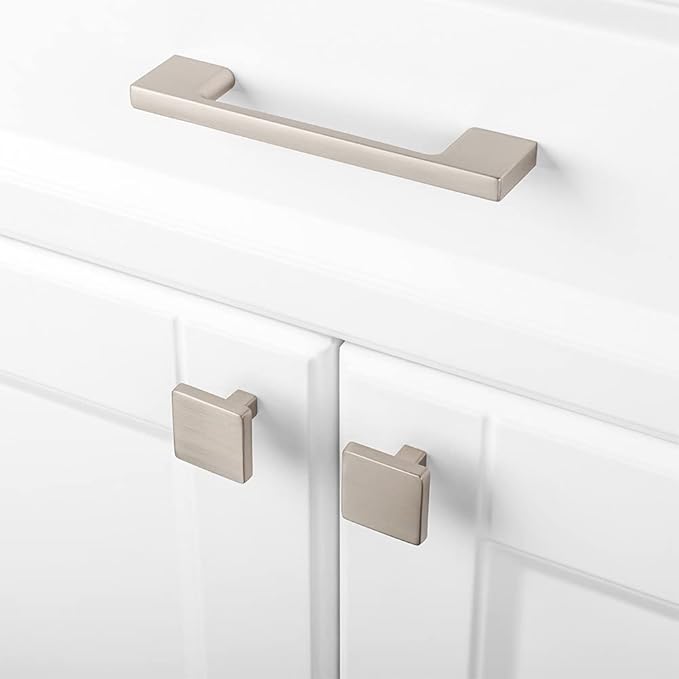 KOOFIZO 10 Pack 3-3/4 Inch Brushed Nickel Kitchen Cabinet Pulls Stain Nickel Cabinet Handles Silver Cabinet Hardware for Kitchen Cabinets Drawer P01 Dresser Cupboard Bedroom Bathroom