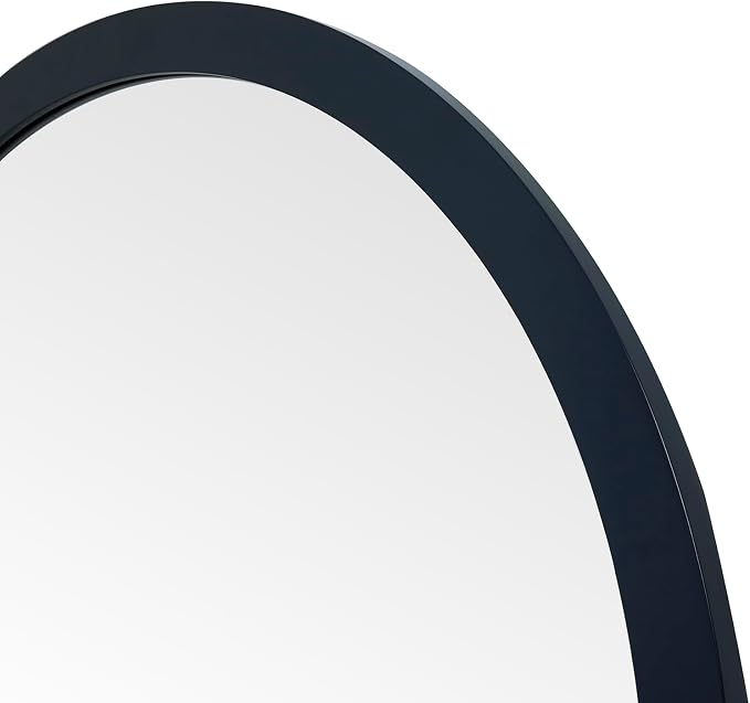 ARIEL Round Wooden Mirror 36" in Midnight Blue, Wood Circle Wall Mirror for Bathroom, Vanity, Entryway & Living Room Decor, Farmhouse Style