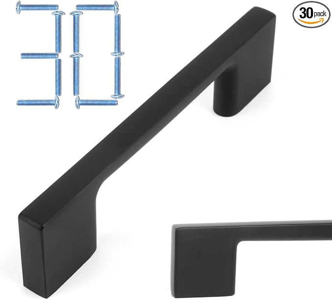 KOOFIZO 30 Pack 5 Inch Matte Black Kitchen Cabinet Pulls Black Cabinet Handles Black Cabinet Hardware for Kitchen Cabinets Drawer P01 Dresser Cupboard Bedroom Bathroom