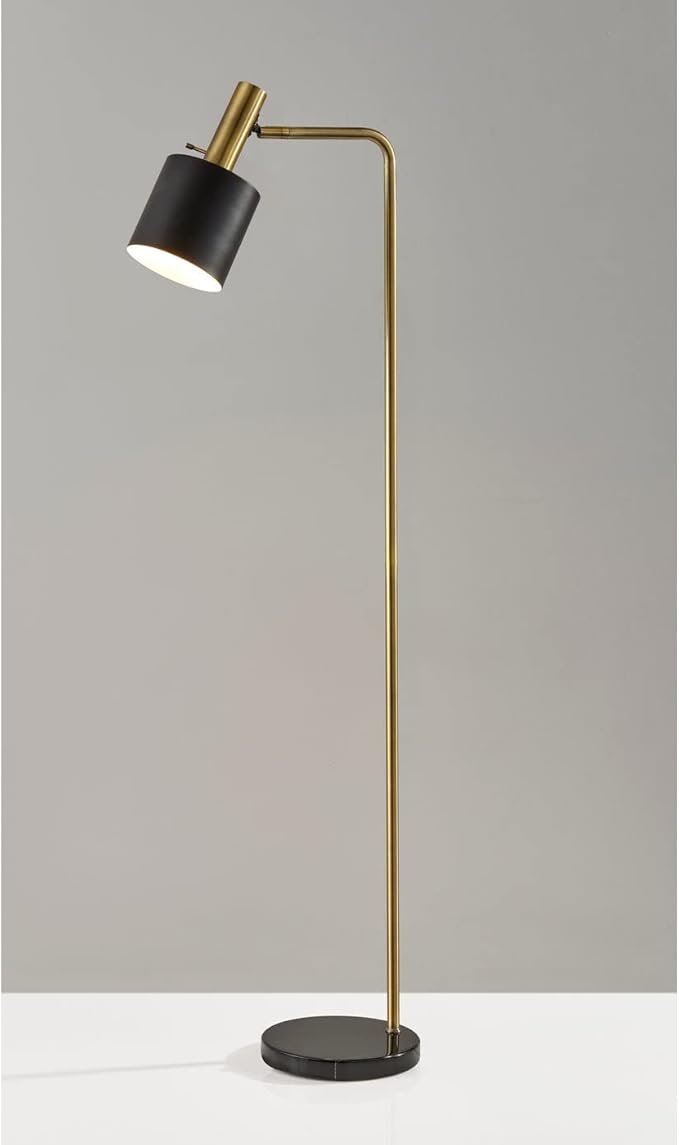 Adesso 3159-01 Emmett Floor Lamp, 61 in., 60W, Antique Brass & Black, 1 Table Lamp