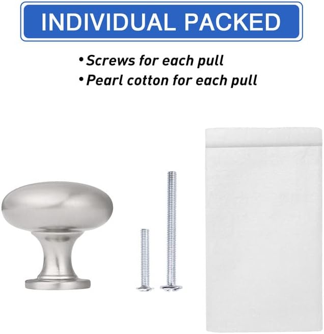 20 Pack Brushed Nickel Kitchen Cabinet Knobs, 1-3/16 Inch(29.5mm) Satin Nickel Drawer Knobs,Solid Round Dresser Knobs Dresser Drawer Handles, Modern Knobs for Dresser Drawers
