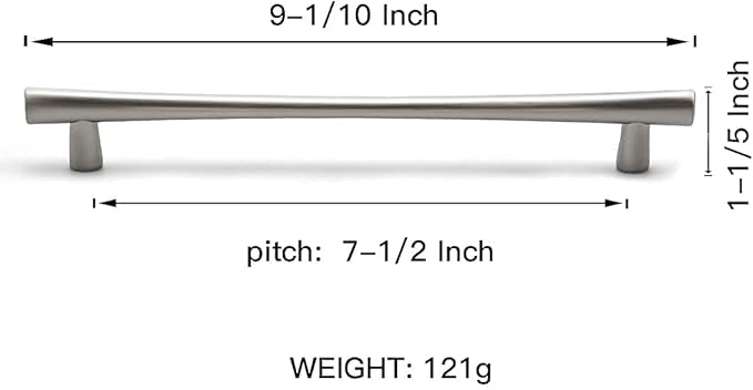 YAGU 5 Pack Brushed Nickel Cabinet Pulls 7.5 Inch Hole Center Satin Silver Kitchen Drawer Handles Zinc Alloy Hardware for Dresser Wardrobe Closet Cupboard