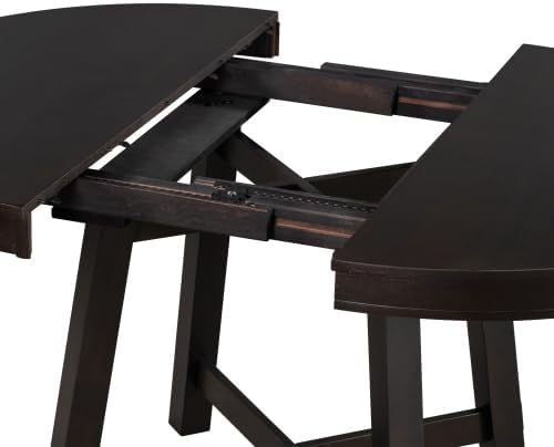 Bellemave 42"-58" Extendable Dining Table for 4-6, Solid Wood Oval Dining Kitchen Table with Removable Leaf, Farmhouse Circle Desk for Kitchen Living Room Space Saving (Espresso)