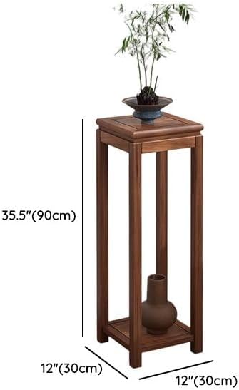 Mid-Century Solid Wood Plant Stand, 2-Tier Tall Narrow Plant Holder Display Table, Corner Small Side Table by Sofa Couch (11.8" L x 11.8" W x 35.4" H)