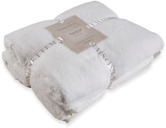 Maisonette Elegance 100% Organic Cotton Turkish Bath Towels, Soft & Absorbent, Ideal Quick Dry Large Luxury Bathroom Towel Set for Shower (30" x 58", 2 Pack) - White