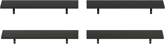Furinno Rossi Floating Shelves for Wall Set of 4, 23-Inch Wall Shelf, Floating Shelf, Wall Mounted Shelves, for Bathroom, Bedroom, Living Room, Espresso