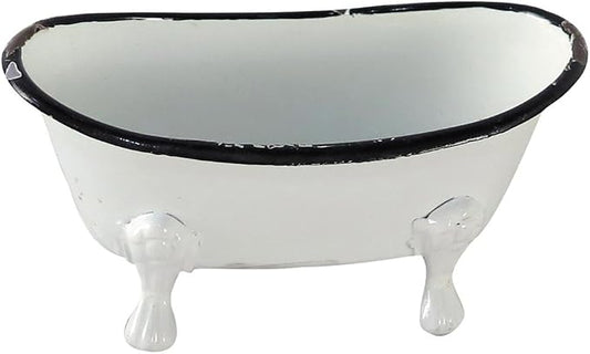 Foreside Home and Garden Black Rim White Enamel Bathtub Soap Dish - Foreside Home & Garden 5.5 x 2.75 x 2.75