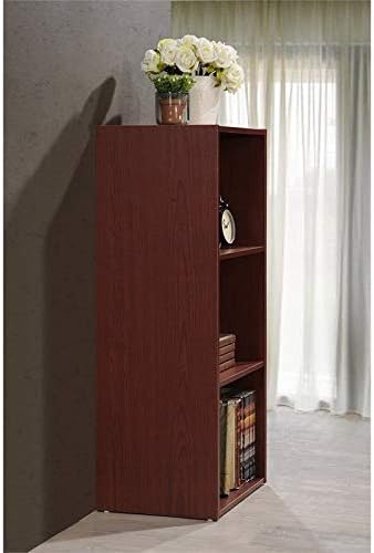 Hodedah 3-Shelf Bookcase in Mahogany