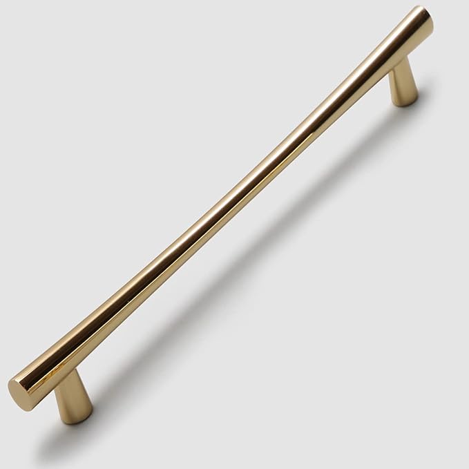 YAGU 10 Pack Bright Gold Cabinet Handles, 7.5 Inch Hole Center Polished Brass Kitchen Drawer Pulls Zinc Alloy Furniture Hardware for Bathroom Cupboard Dresser Wardrobe