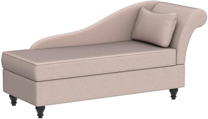 Indoor Storage Chaise Lounge Upholstered Fabric Lounge Chair Living Room Bedroom Corner Small Chaise Sofa Recliner with Wood Legs (Right Arm) Tan