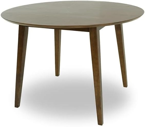 Pemberly Row Round Walnut Dining Kitchen Table, Mid Century Modern Charlotte Wood Top Table with Wood Legs 43" for Kitchen Dining Room Office Conference 2 to 5 People
