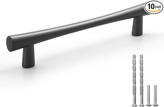 YAGU 10 Pack Dark Gray Solid Cabinet Pulls, 5 inch Hole Center, Kitchen Drawer Handles Black Nickel Hardware for Furniture Dresser Wardrobe Closet Cupboard Vanity