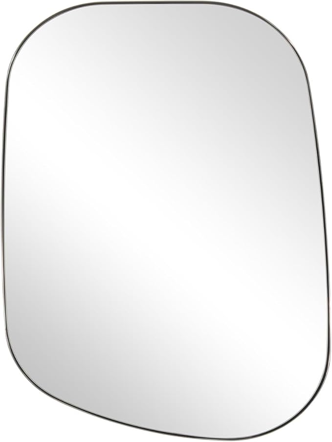 ANDY STAR 24"x32" Chrome Mirror, Silver Asymmetrical Wall Mirror for Bathroom, Unique Irregular Design with SUS304 Stainless Steel Metal Frame, Ideal for Bathroom, Bedroom, Entryway