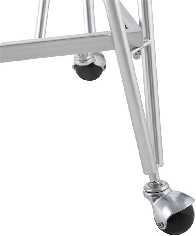 Riverbay Furniture Mid-Century Metal Bar Cart, Silver Chrome Finish, 30" W x 17.25" D x 32.5" H, Mirrored Shelves, Tubular Steel Frame with Locking Casters, Mobile Bar or Meal Service for Home