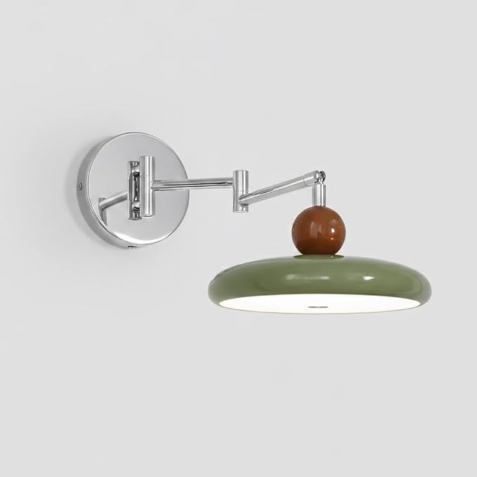 Mid-Century Modern Swing Arm Wall Sconce, Retro Space Age Adjustable Wall Lamp, Double Jointed Task Light for Bedroom Bedside, Reading Nook, Home Office, Study.(Green)