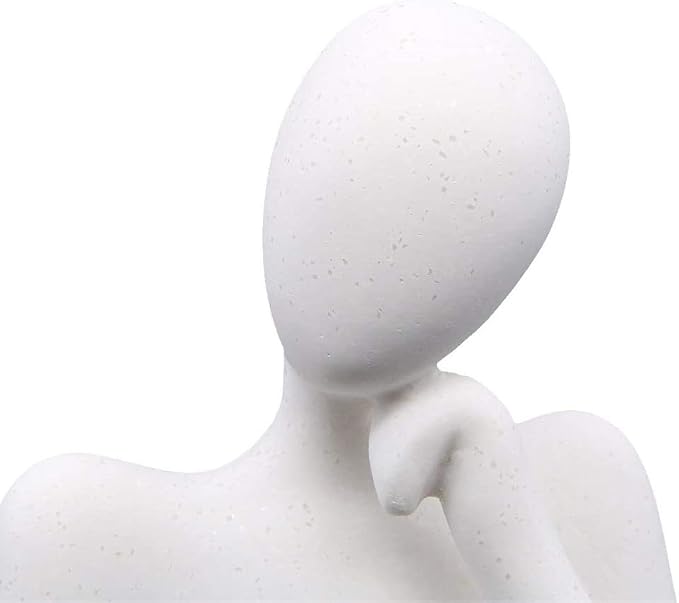 Asng Resin Thinker Style Abstract Sculpture Statue Collectible Figurines Home Office Bookshelf Desktop Decor (White,Left, Large)