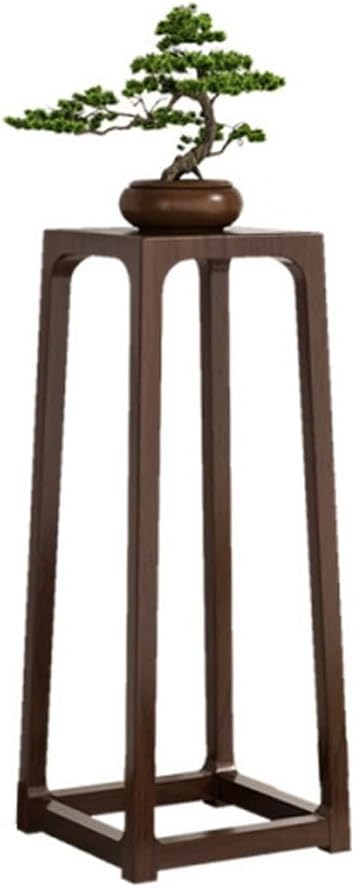 Solid Wood Plant Stand Indoor, Floor-Standing Plant Shelf with Storage, Tall Side Table with Mortise and Tenon Joint, Retro Style Accent Table for Small Spaces(Brown,75cm-29.5in)