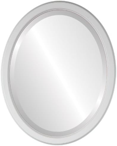 OVALCREST Oval Beveled Wall Mirror for Home Decor - Toronto Style - Linen White - 22" x 18"