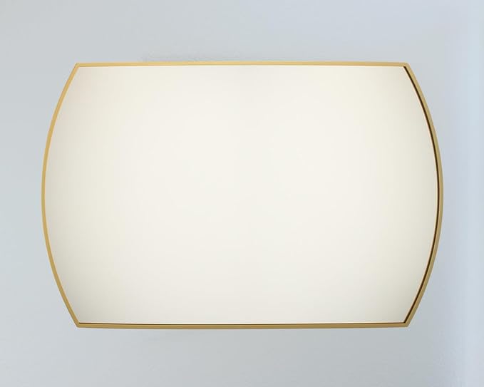 Harper Crescent Wall Mirror 24”x36” Over Sink Bathroom Mirror, Arched Arc Tempered Glass “Brass” Vanity Mirror, Great for Hallway/Entryway/Bedroom, Hangs Horizontal/Portrait/Vertical/Landscape, Gold