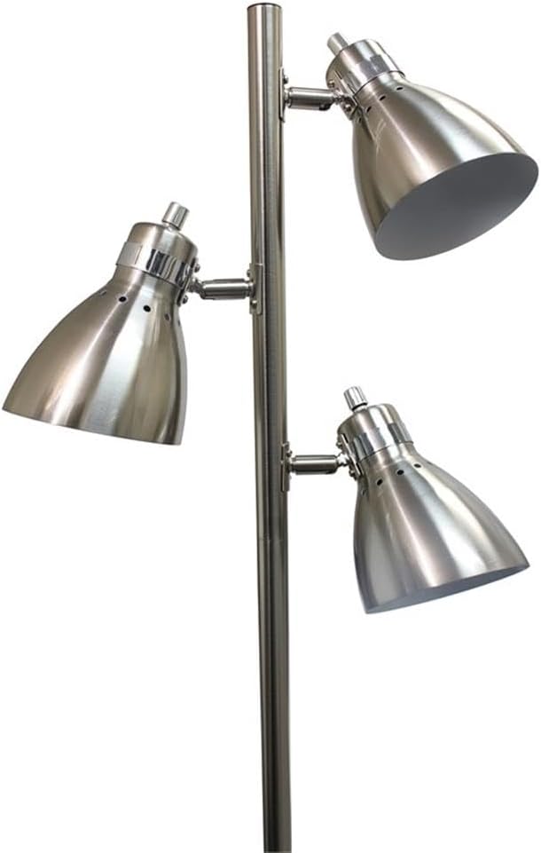 Simple Designs LF2007-BSN Metal 3 Light Tree Floor Lamp, Brushed Nickel