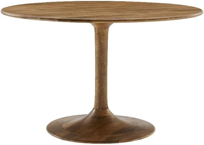 Modway Lippa 48 Inch Round Wood Dining Table in Natural – Solid Mango Wood Tabletop with Pedestal Base - Mid Century Modern Dining Room Furniture - Kitchen Table for 4-6 Person