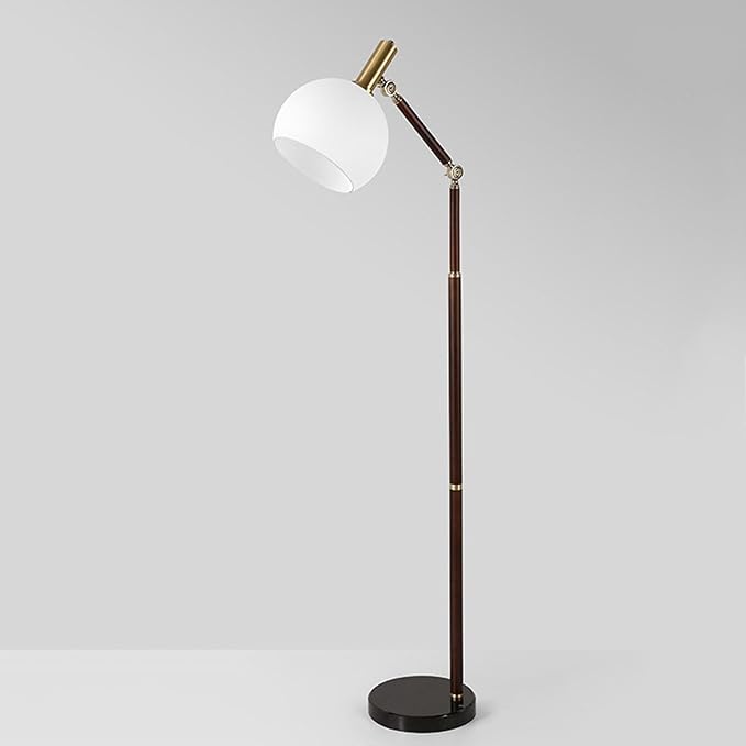 Creative Vintage Adjustable Swing Arm Floor Lamp with Tri-Color Dimming - E26 Metal Glass Standing Lamp, H59”, Ideal for Bedroom, Office, Hotel, Room, Torchiere, Villa, Mall Decoration
