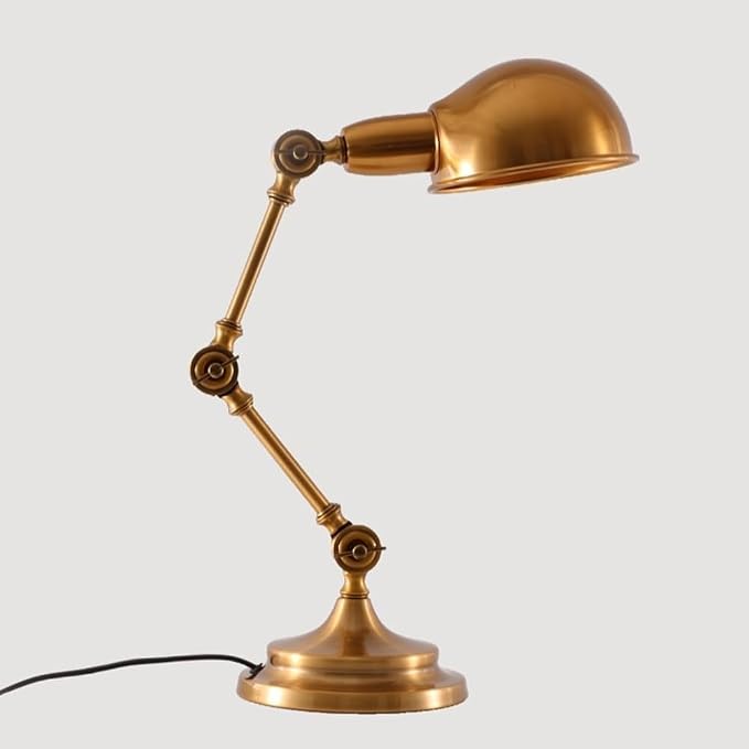 Vintage Desk Lamp Swing Arm Reading Light Adjustable Goose Neck Architect Table Bedroom Nightstand Bedside for Home(Gold)