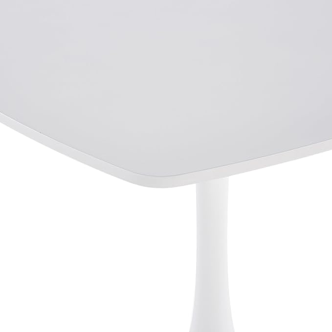 24" Square Dining Table for 2-3, Modern Pedestal Table with White Wood Board Top, Compact Kitchen Bistro Cafe Table for Apartment, Living Room, Office