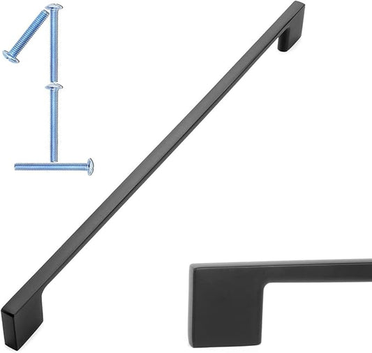 KOOFIZO Wide Foot Cabinet Bar Pull - Black Modern Solid Handle, 11.3 Inch/288mm Screw Spacing, 1-Piece for Kitchen Cupboard Door, Bedroom Dresser Drawer, Bathroom Wardrobe Hardware