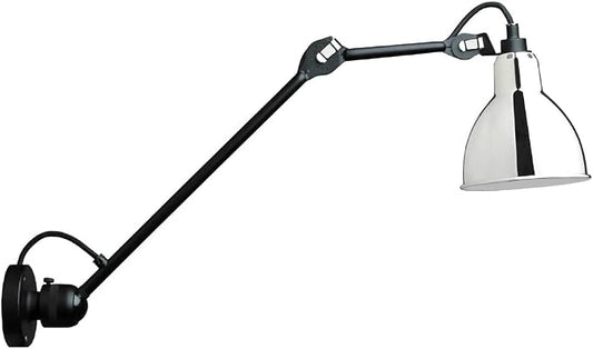 Adjustable Swing Arm Sconce Light Retro Metal Lamp Vintage Industrial Lantern for Kitchen, Living Room, Bedroom,White-Medium arm (Silver Medium arm)
