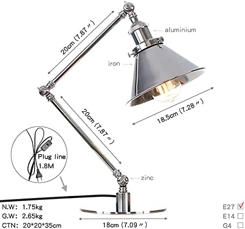 Vintage Industrial Metal Desk Lamp with Adjustable Swing Arm - Retro Black and Gold Task Lighting for Bedroom, Cafe, Nightstand, and Reading