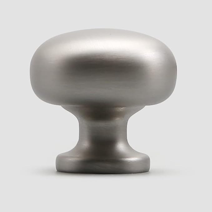YAGU 5 Pack Round Cabinet Knobs Satin Nickel Kitchen Drawer Knob Brushed Silver Dresser Pulls Zinc Alloy Hardware for Bathroom Cupboard Closet