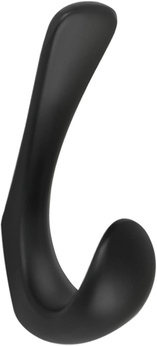 1 Pack Towel Hooks for Bathrooms Wall Mounted, Matte Black Bathroom Hooks for Towels, Robe & Towel Hook for Wall, Modern Black Bath Towel Hook