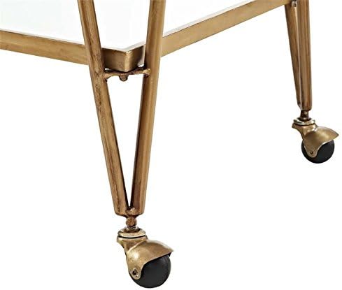 Pemberly Row Mid-Century Mirrored Bar Cart, Gold Finish, Iron and Mirror Construction, 30" W x 17.38" D x 31.75" H, Castors for Easy Mobility, Versatile Storage for Home or Entertaining Spaces